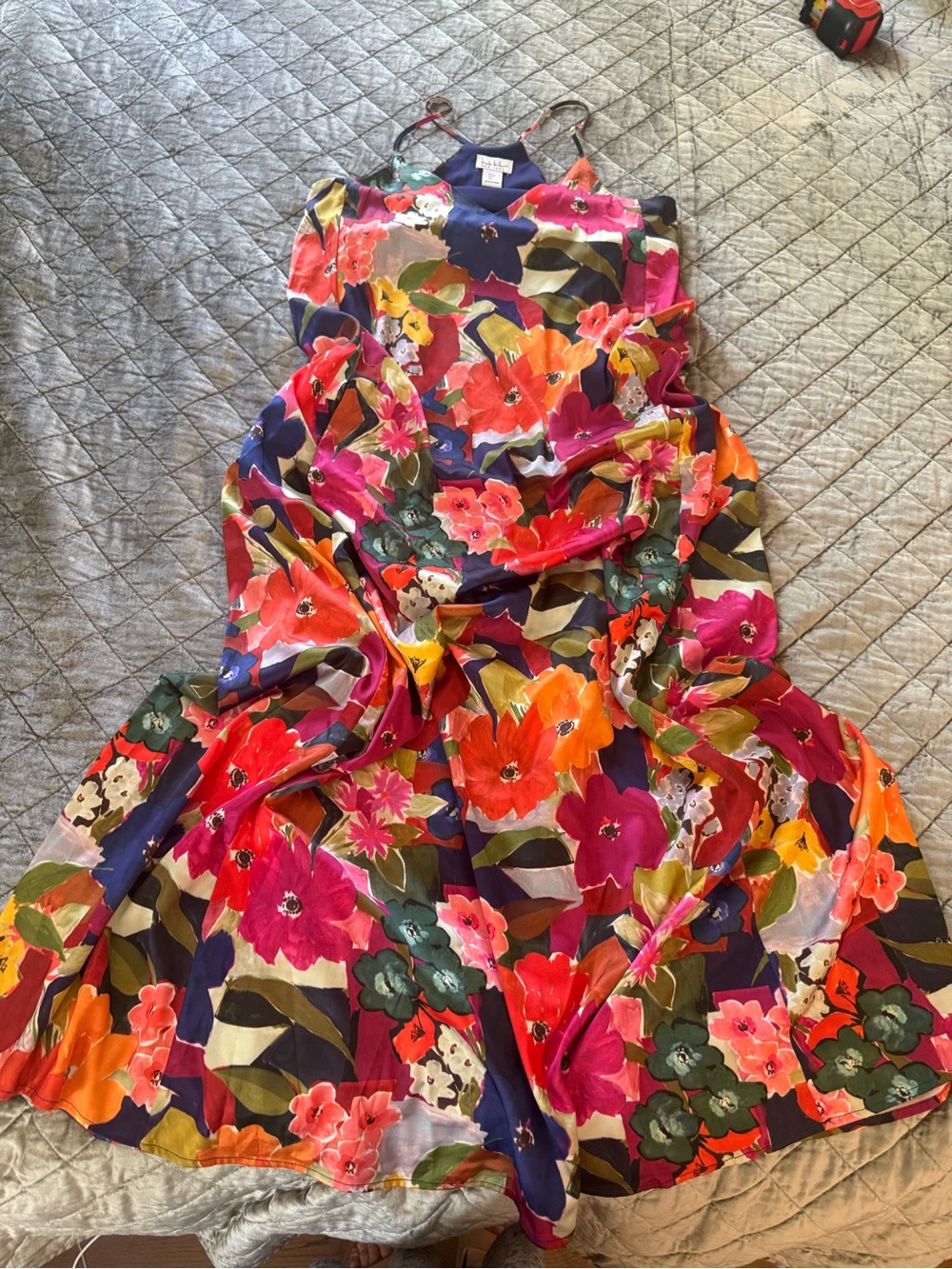Nicole Miller Floral Maxi Dress in Navy, Pink, Orange, Green